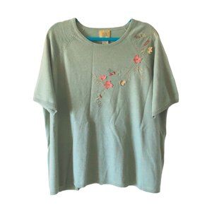 Teddi Plus Size 90s Vintage Floral Detail Knit Top size 1X